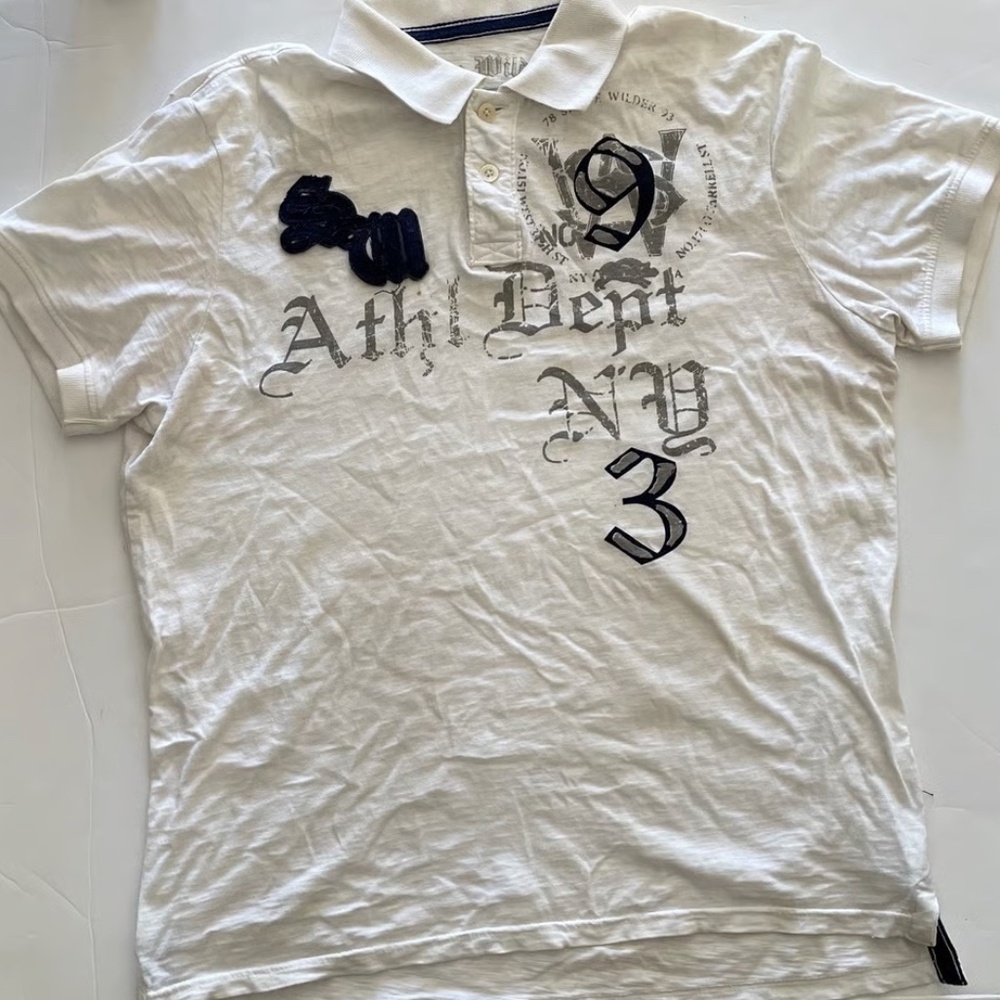 Slade Wilder White Athletic Department Vintage Graphic Polo Tee Size L